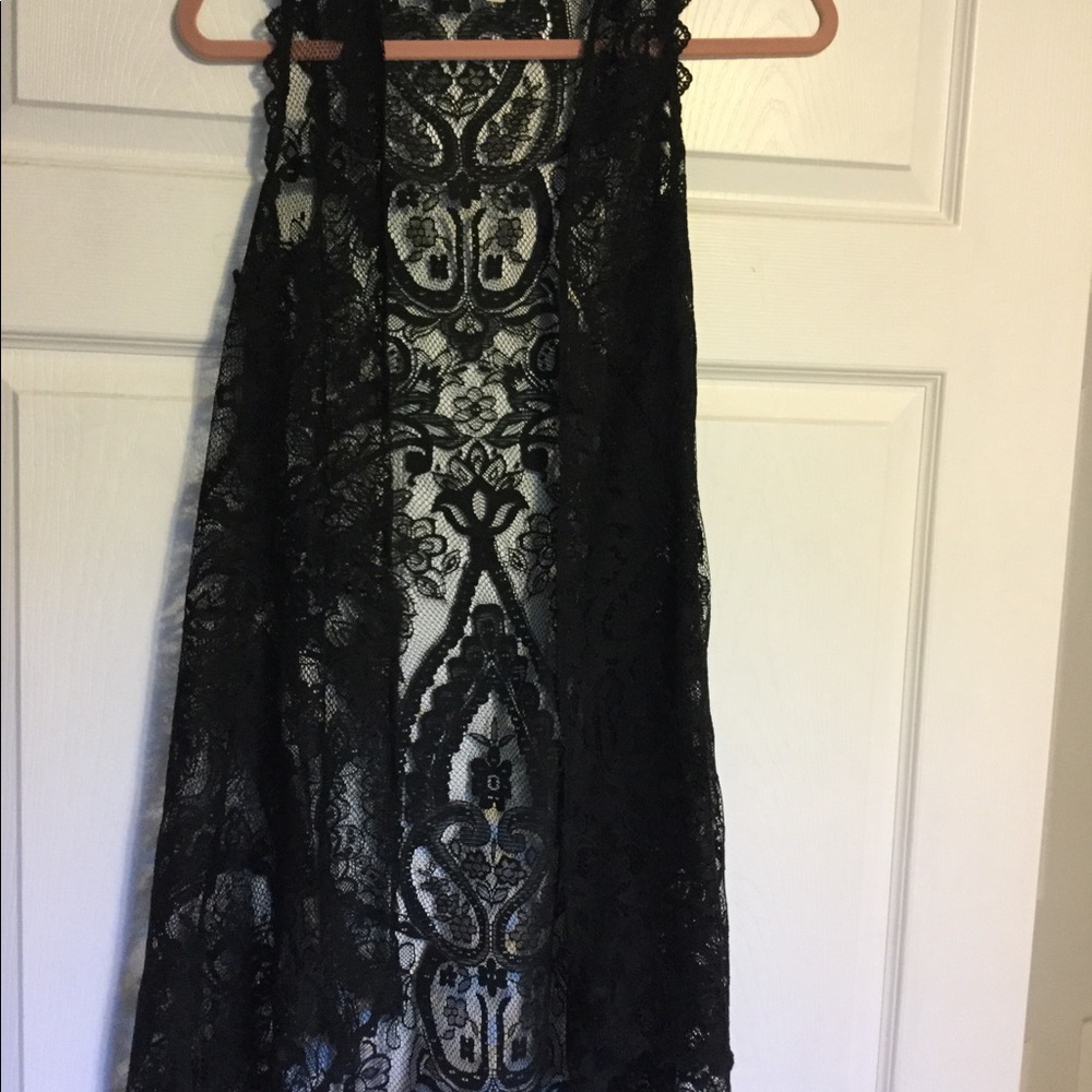Black lace vest